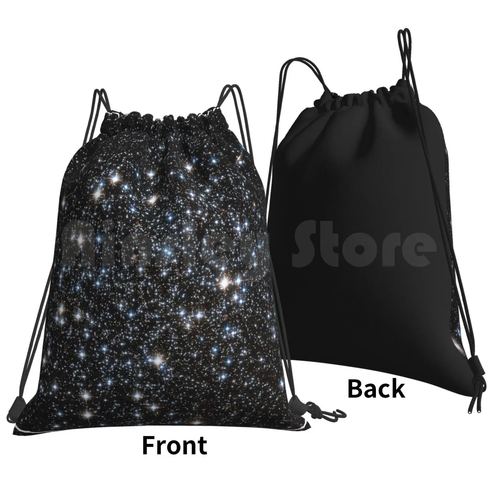 Glitter Galaxy Backpack Drawstring Bag Riding Climbing Gym Bag Case Space Exploration Black Star Stars Nebula Galaxy Star