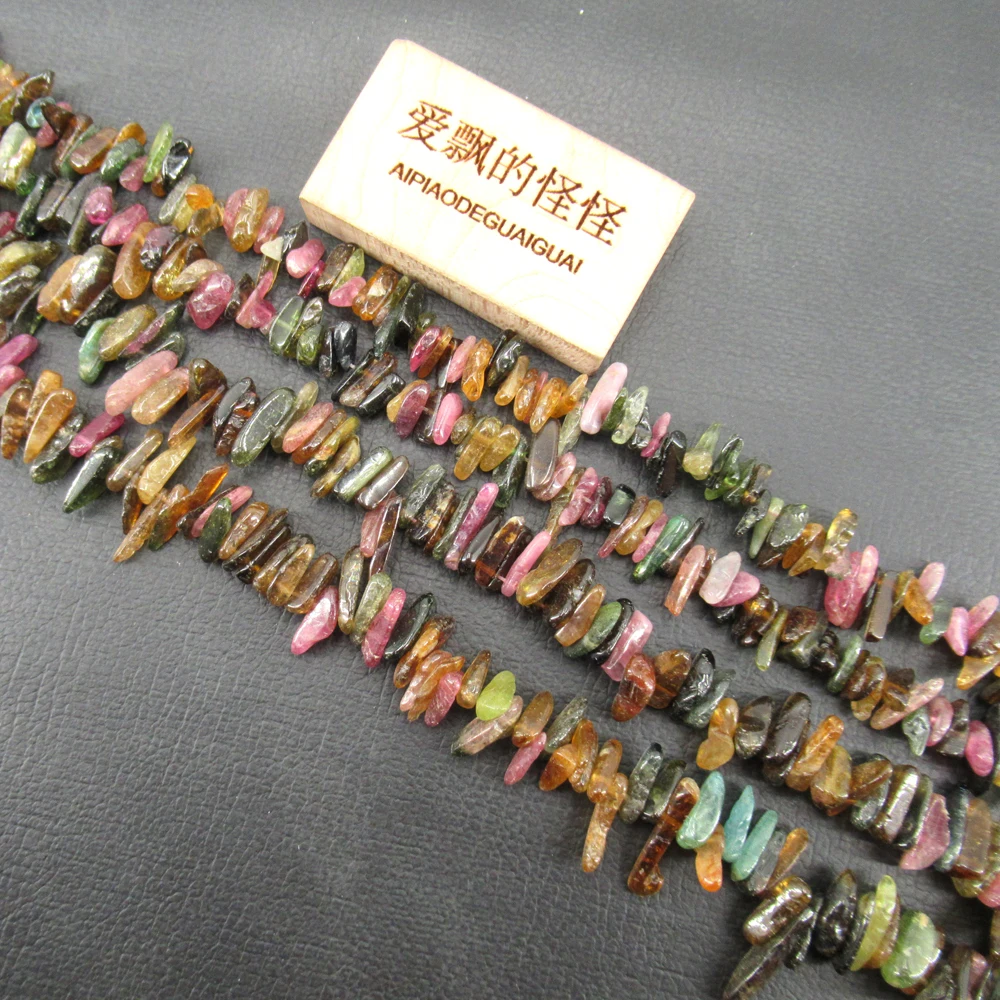 APDGG Natural Colorful Top-drilled Tourmaline Chips Fancy Loose Beads 15.5