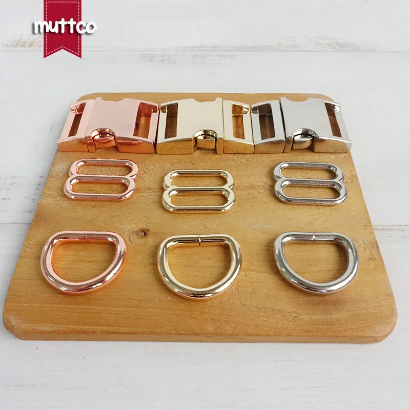 50sets/lot (metal buckle+adjust buckle+D ring/set) DIY Dog Collar  Metal Curved Side quick Release Buckles for 2.0cm 3 colors