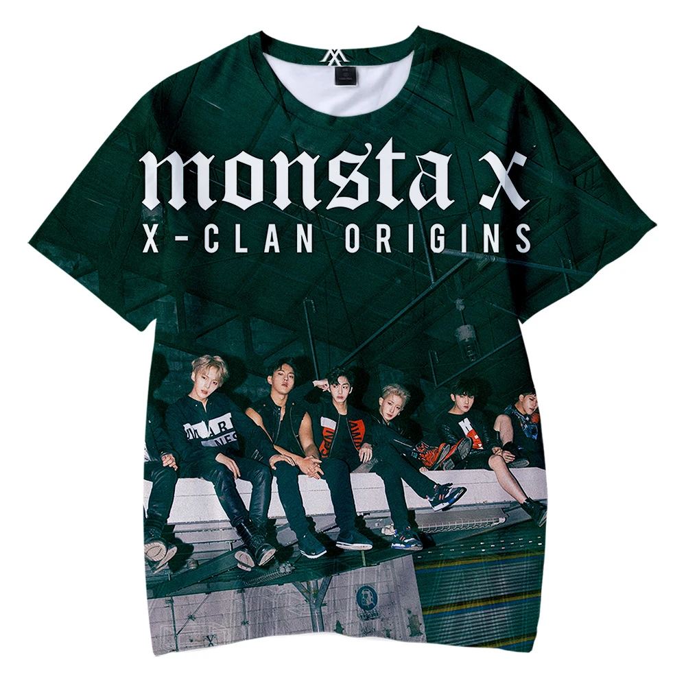 Korean Fashion Kpop Monsta X 3D Printed T-shirt Men/Women Short Sleeve Sweatshirt Harajuku Fashion Streetshirt Oversize Tops