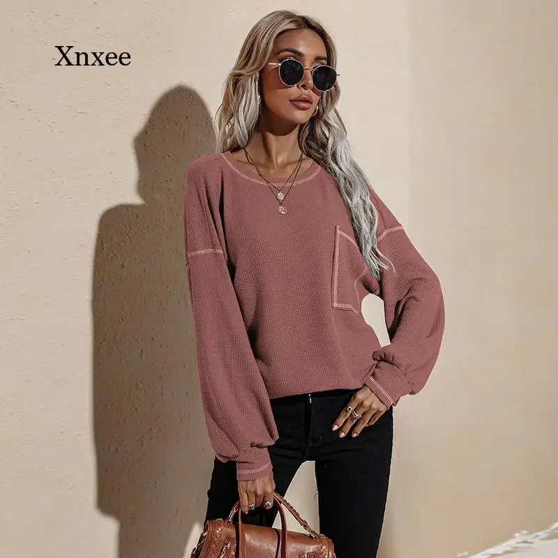 Loose O-Neck Pullovers Bohemian Oversized Classicwomen's Spring Autumn Hip Hop Streetwear Crochet Solid Brown Sweaters Clothing