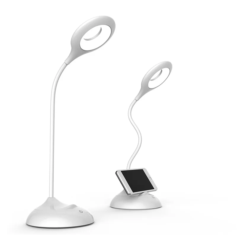 LED Desk Lamp College Dorm Modern Table Lamps Stepless Dimmable Reading Light Eye Protection Study Touch Lamp Bedside Ring Shape