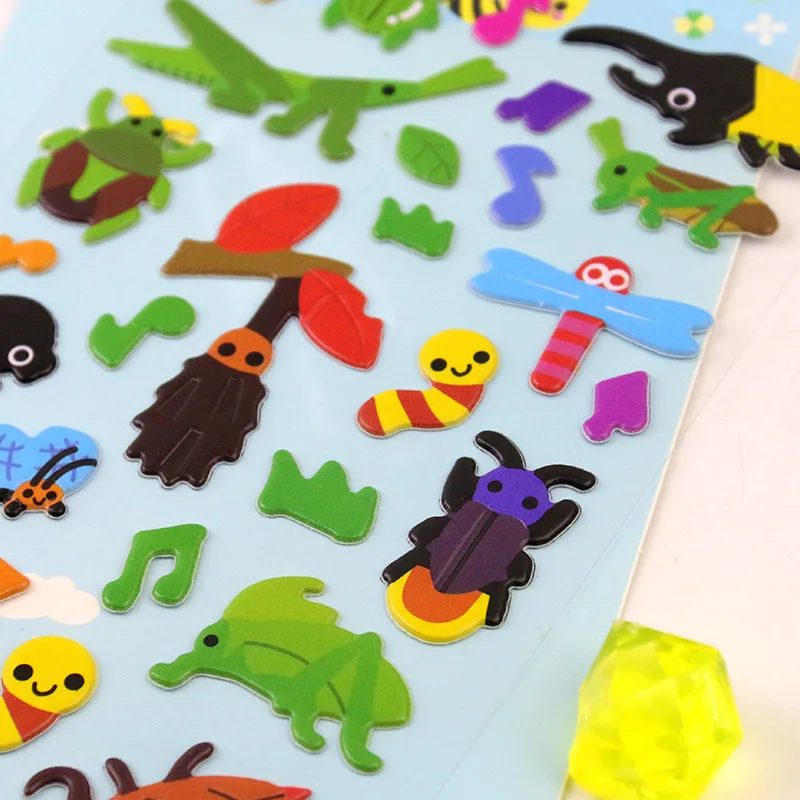 4 Sheets/Set Insect Dragonfly Butterfly Cute 3D Stickers Cartoon Kids DIY Sticker Toys Scrapbook Decoration for Boy Girl Gift