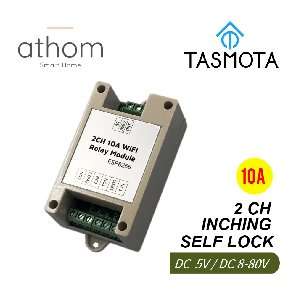 Tasmota 2CH WiFi Relay Module Inching Switch Self-locking Entry Access Gate Control DC 5V 12V 8V-80V