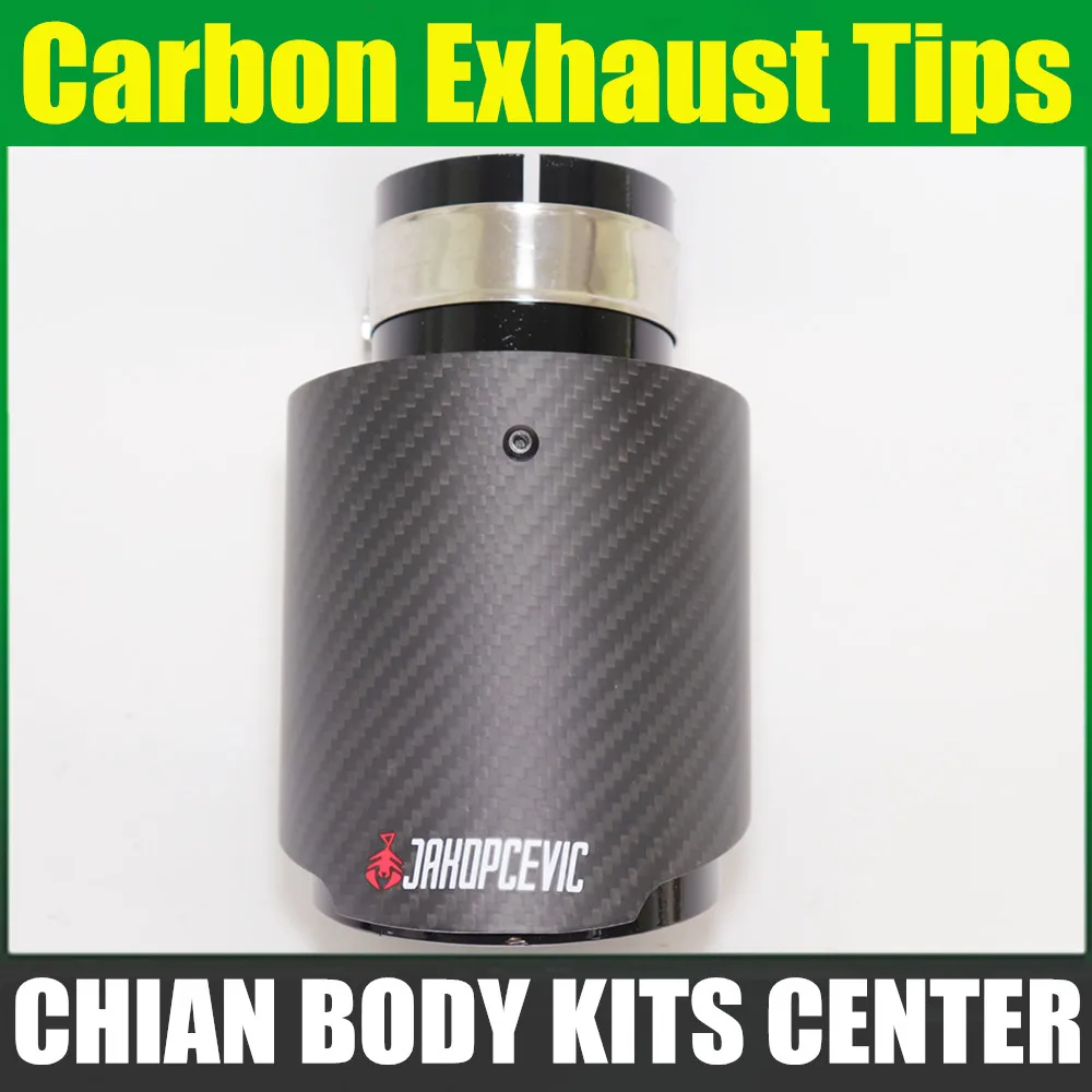 

1Pcs Universal Car Styling High Quality Exhaust System Carbon Fiber Matt Tail Pipe Black Stainless Steel Tailpipe