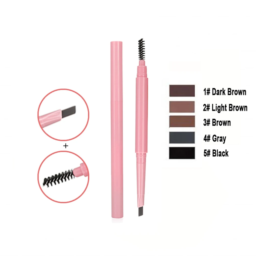 5 Colors Rough Pink Double-head Eyebrow Pencil Private Label Eyebrow Pen Bulk Waterproof Easy To Wear Makeup Eye Brow Wholesale