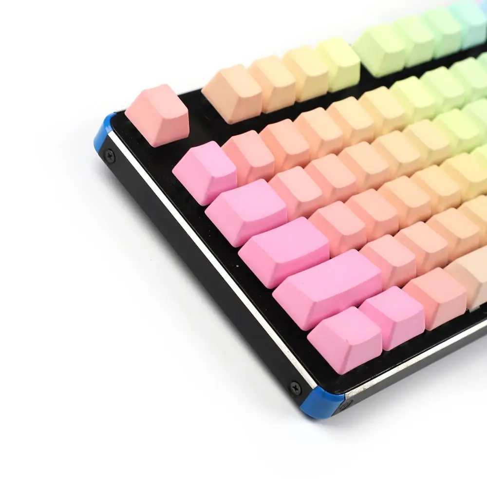 OEM Profile Rainbow Top Printed Front Printed Blank 108 87 61 Thick PBT Dyed Keycaps For MX Switches Mechanical Gaming Keyboard