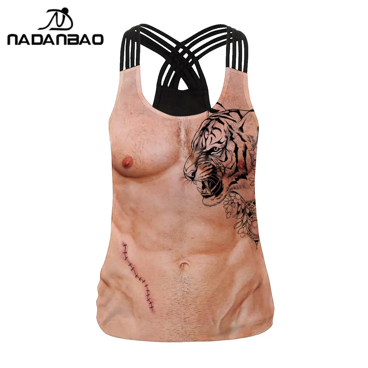 

NADANBAO Fashion Spoof Print Vest Sexy Sleeveless U-neck Tank Top For Female New Summer Casual Loose 3D Printed Slim Women Tops