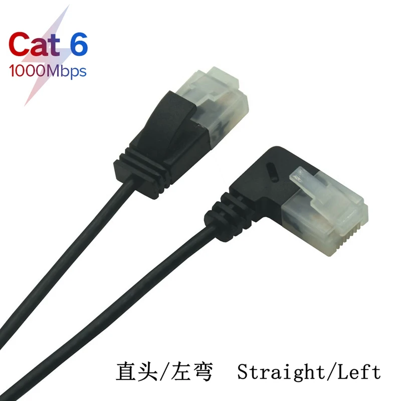 Ultra Slim Cat6 Ethernet Cable RJ45 Right Left Angle UTP Network Cable Patch Cord 90 Degree Cat6a Lan Short Cable 1m 2m 3m 5M