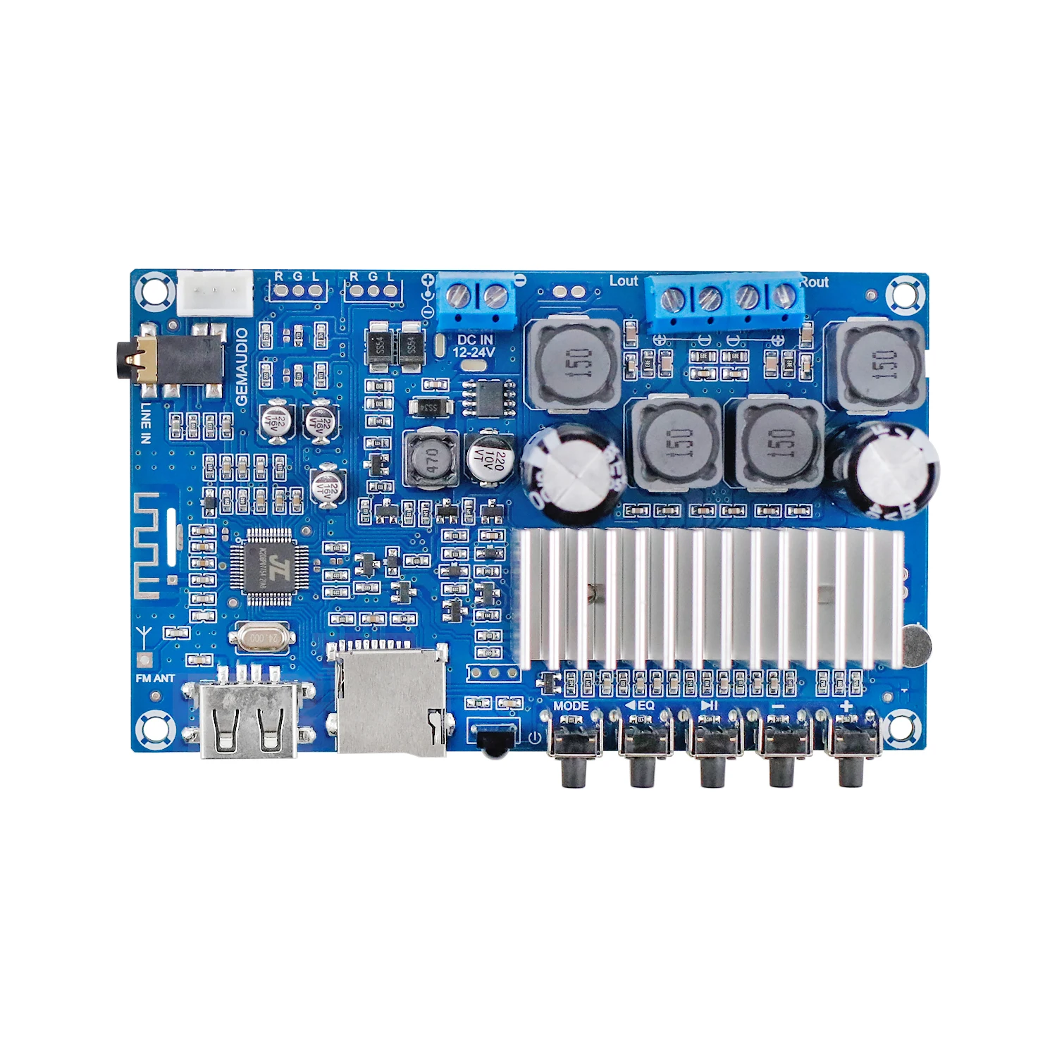 GHXAMP TPA3116 Bluetooth 5.0 amplifiers Board high power dual channel digital U disk TF card decoding FM radio 50W*2 Remote