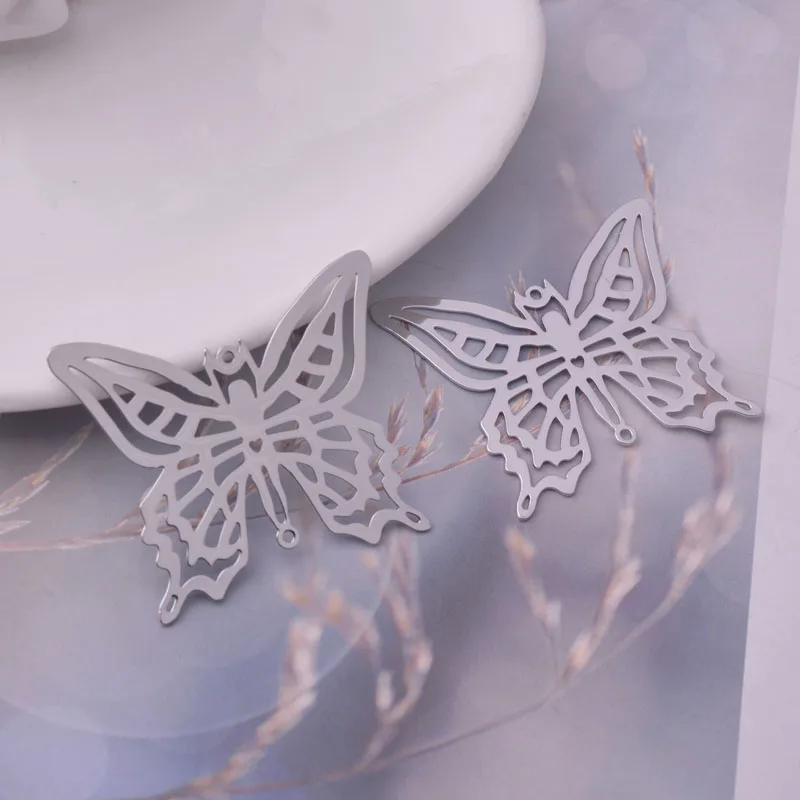 10 Stück 33mm*40mm Rhodium-beschichtete Schmetterlingsverbinder Filigrane Anhänger Hängeanhänger Verbinder für DIY-Schmuckherstellung – Detail 1