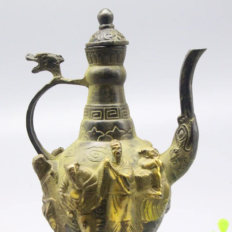 Antique collection bronze crafts antique tabletop ornaments teapot bronze Baxian wine pot