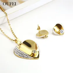 OUFEI Stainless Steel Jewelry Sets Heart Necklace Set Of Earrings For Women Jewellery Accessories Woman Vogue 2019