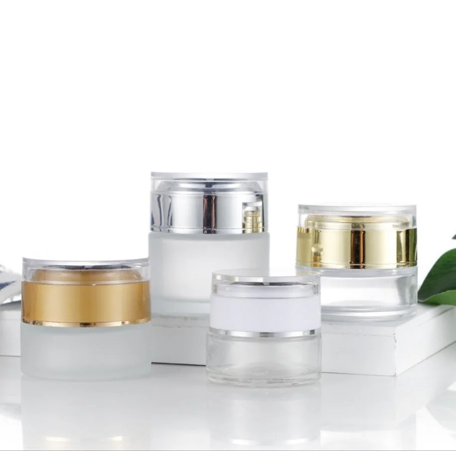 50G frosted glass jar pot tin night cream/day cream/mask cream/essence/moisturizer/gel//wax cosmetic packing glass bottle