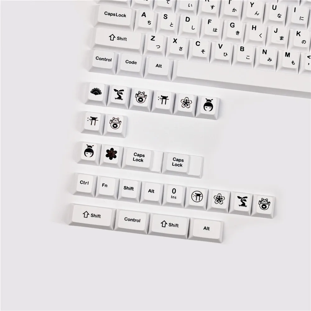 Imagem -05 - Minimalista Branco Tema Keycaps para Teclado Mecânico Perfil Cereja Japonês Pbt 128 Chaves Dye-sub