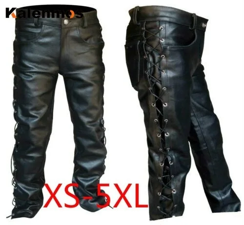 

Medieval Leather Pants Men Gothic Long fashion Retro Maxi Shirt Punk Cosplay Costume Middle Ages Party Masquerade Large Pants