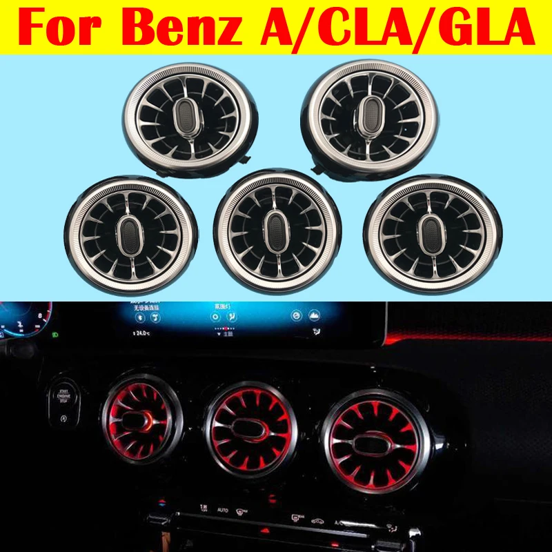 Car Atmosphere Lamp LED Luminous Air Vent Outlet Turbine For Mercedes-Benz A/CLA/GLA class W176 W117 W156 12-color Ambient Light