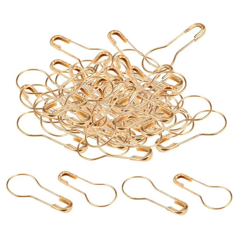 Gourd Hooks Calabash Shape Safety Pins Swing Tag 100 Pcs Gold Tone CNIM Hot