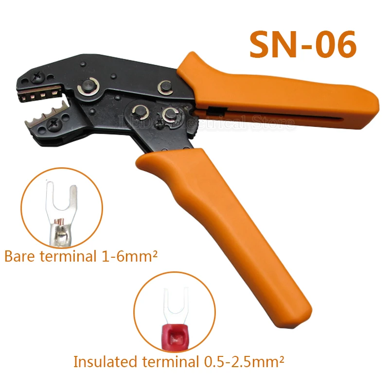 1Pcs SN-06 Insulated Spade Joint Connector Crimp Terminal Connectors Plug Insulated Shovel Wire Cold Electrical Hand Tool