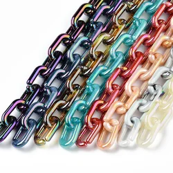 1M/strip Colorful Plated AB Link Chain Lobster Clasp Keychains For Necklace Bracelet Making Colorful Chain Plastic Chain Links