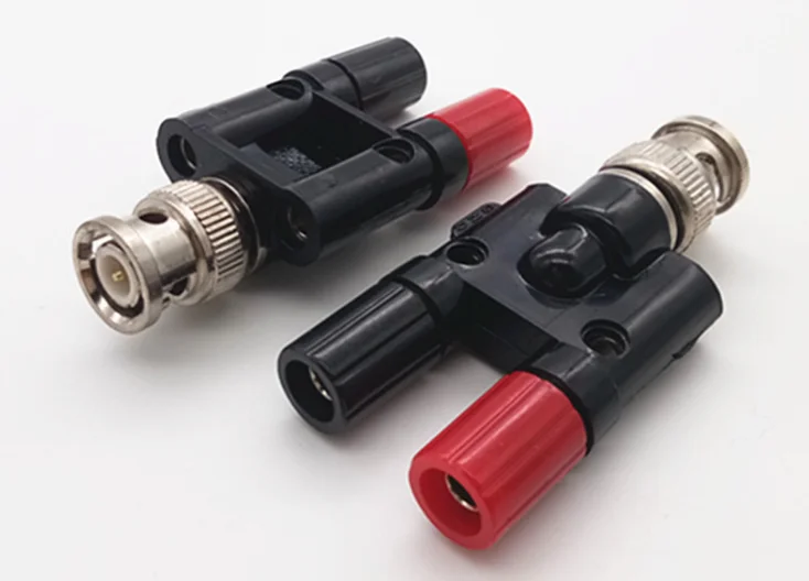 1pc BNC Male to 4MM Twin Dua Binding Posts Banana Plug Jack Female Coaxial Adapte Connector BNC Male Terminals black & red