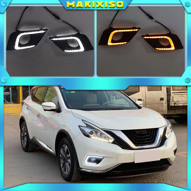 

Дневные ходовые огни DRL для Nissan Murano 2015 2016, противотуманные фары 12 В, дневной свет с желтым указателем поворота, 1 пара