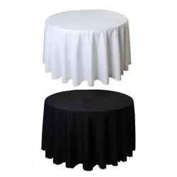 10PCS Polyester Round White Tablecloth For Wedding Hotel Table Cloth Table Cover Overlay tapetes nappe mariage Tablecloth Black