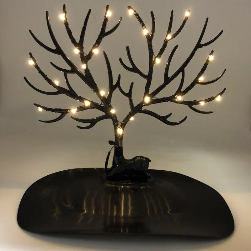 2022 New Creative Antlers LED Lamp Necklace Jewelry Display Stand Pendant Jewelry Storage Antler Lamp Lighting Storage Dual-use