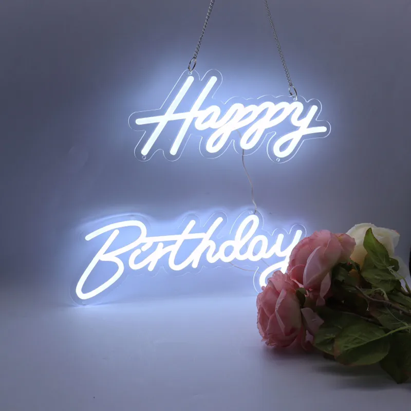 Happy Birthday Wedding Bride to Be Led Neon Signs Light for Party Indoor Outdoor Baby 1 Year Decoration