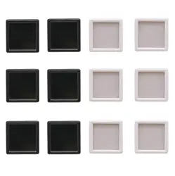 10Pcs  3*3*1.7cm Plastic Loose Diamond Display Package Box Square Gem Stone Case Foam Pad Diamond Storage Box