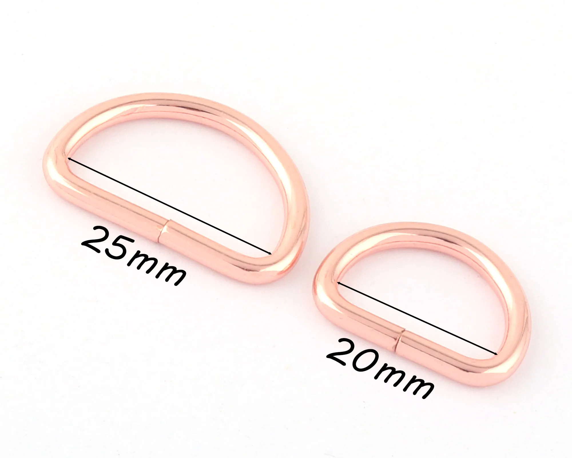 20/25mm Rose Gold D Rings Adjustable Slide D Buckles Purse Hardware Dog Collar Supplies Webbing Bag Clasps Leather Finding 10pcs