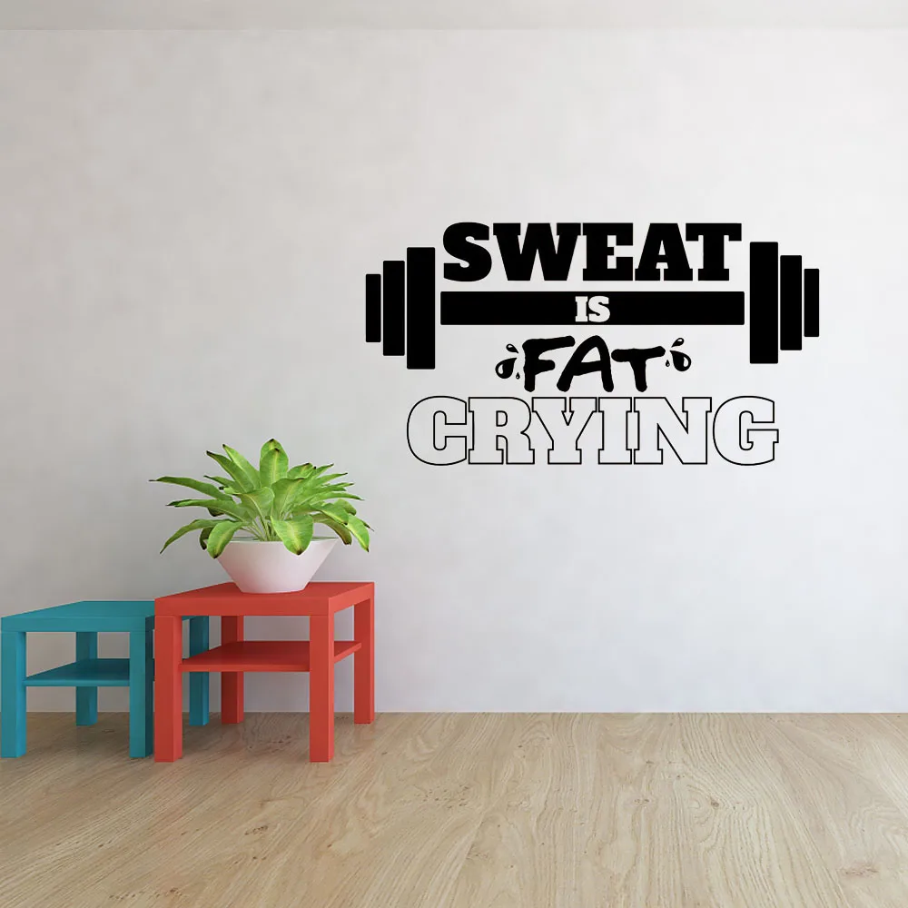 Life Extra Large Gym Wall Decal  Sweat is Fat Crying Big Lettering Home or Gym Wall Decor  Inspirational