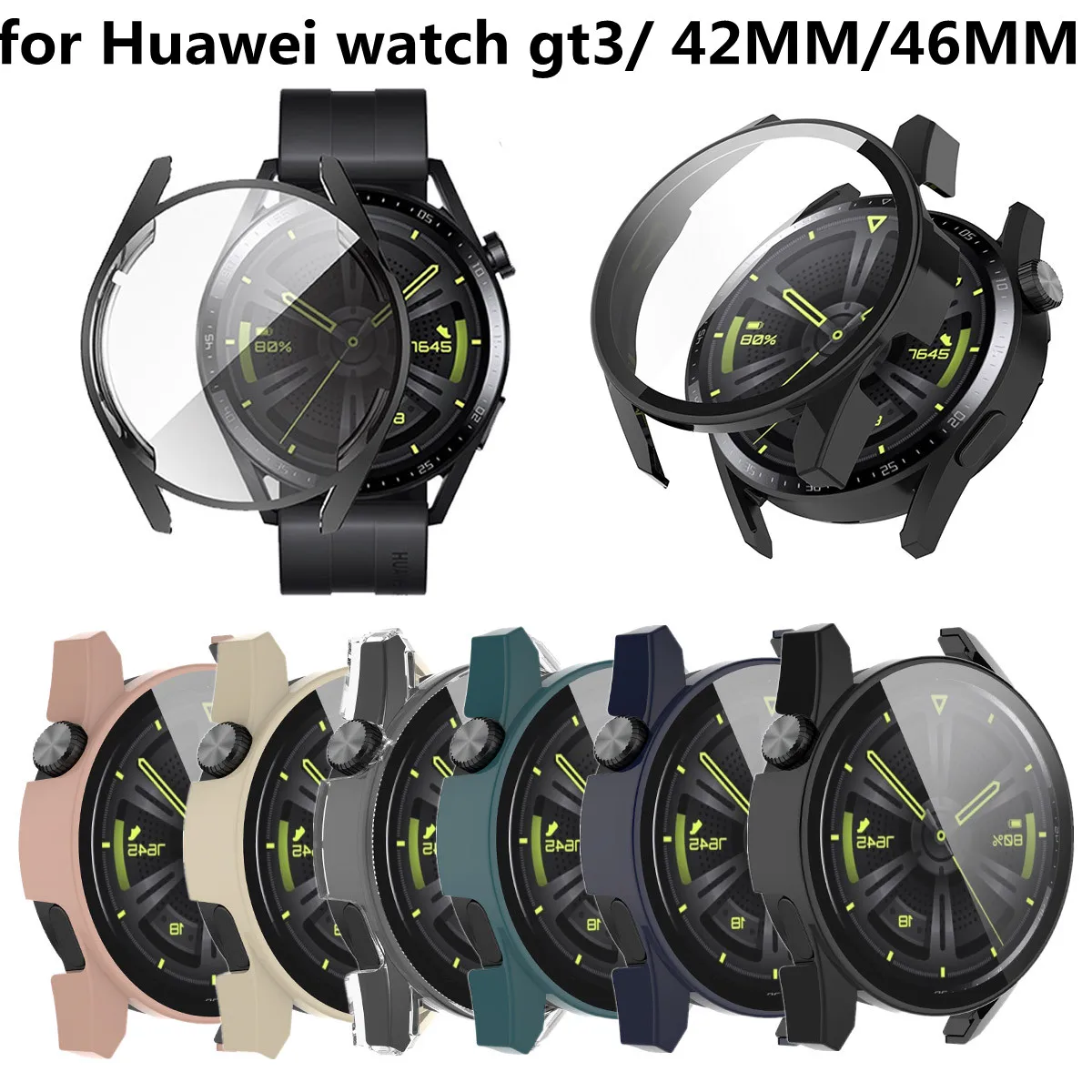 Стекло и крышка для Huawei Watch GT 3 46 мм 42 мм, защитная оболочка, бампер gt3, полноразмерная силиконовая защитная рамка для экрана из поликарбоната