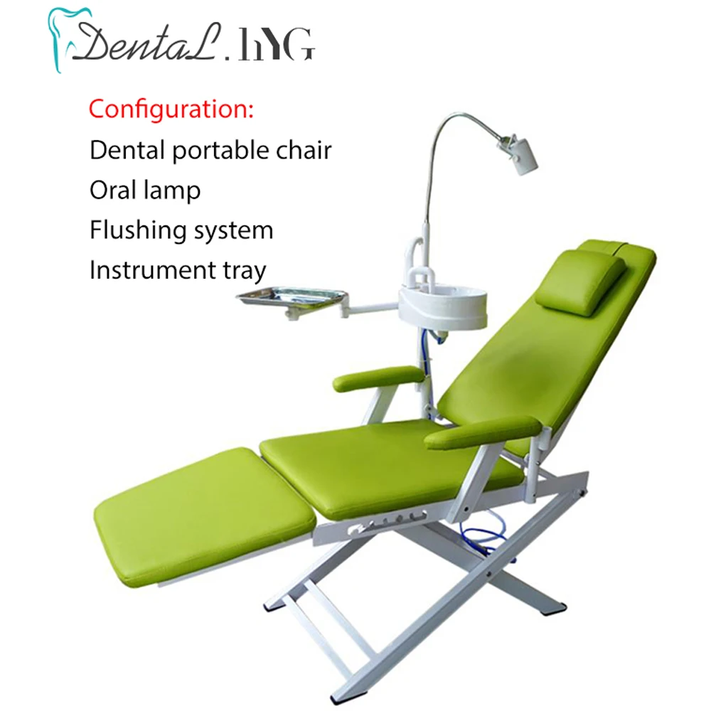 Dental Folding Chair Portable Unit with Air Turbine Unit with LED Oral Light Lamp With Water Flushing Mobile