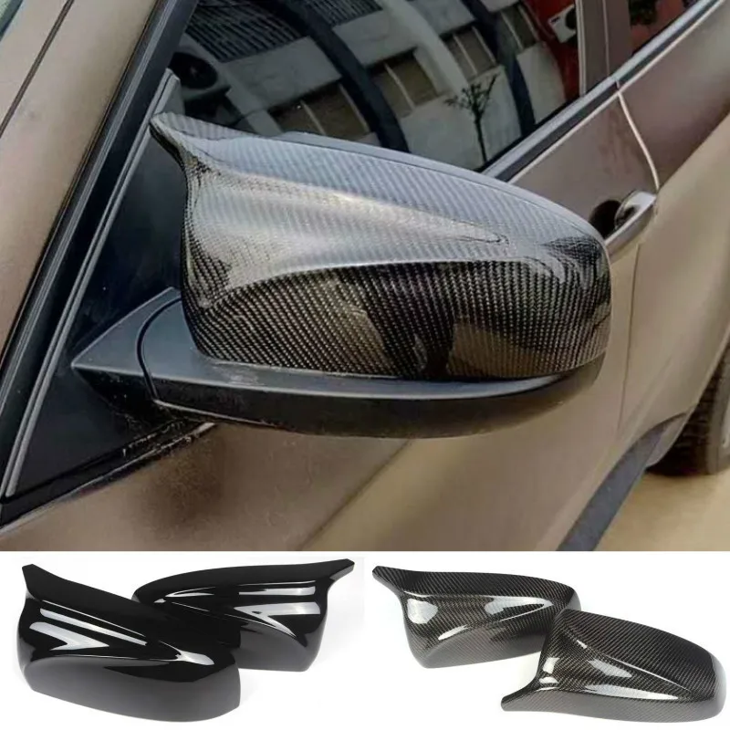 A Pair  Carbon Fiber/ABS Mirror Cover X5 X6 Car Side Rearview Mirror Cap Cover Replacement For BMW X5 X6 E70 E71 2007-2013