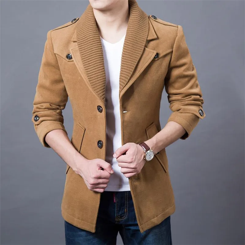 Nice High Quality Double Neck Trench Coat Winter Thicken Man Fashion Windbeaker Warm Jacket Men's Business Casual Coats