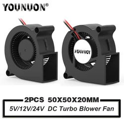 YOUNUON 2PCS 5020 50mm Blower Fans DC 24V 12V 5V 2PIN Dual Ball/Sleeve Bearing Brushless Cooling Fan 50x50x20mm Turbo Blower Fan