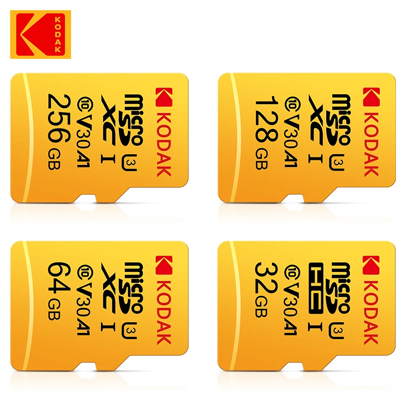 Kodak Memory Card High Speed 100MB/s 32GB Class 10 UHS-I 64GB 128GB 256G Micro SD Card V30 U3 TF Card for Camera Smartphone Game