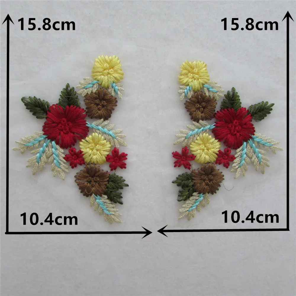 Female chest colorful applique embroidery lace garment fabric sewing DIY craft supplies material accessories 1 pair for sale