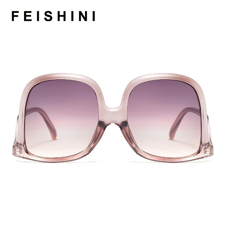 FEISHINI – lunettes de soleil surdimensionnées pour femmes, marque, tendance, jambes irrégulières, grand cadre, Superstar, Vintage