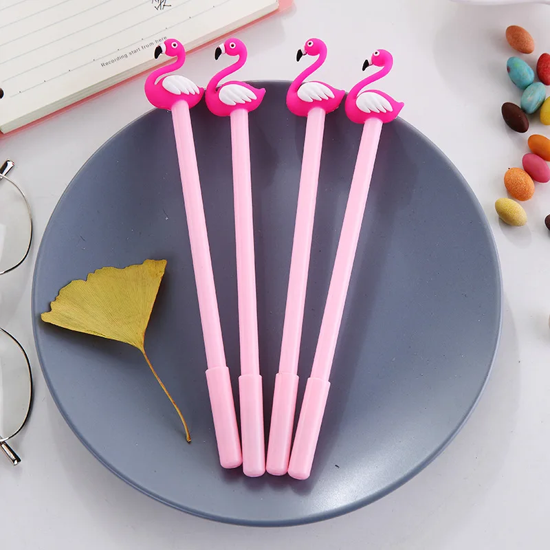 1pc Wholesale Creative Cartoon Flamingo Pen Black Student Stationery Pen Wholesale