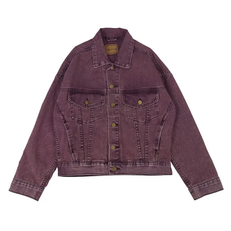 Harajuku Spring Denim Jacket Women 2024 New Vintage Purple Jeans Jackets Female Ladies Casual Basics Coat Women Streetwear