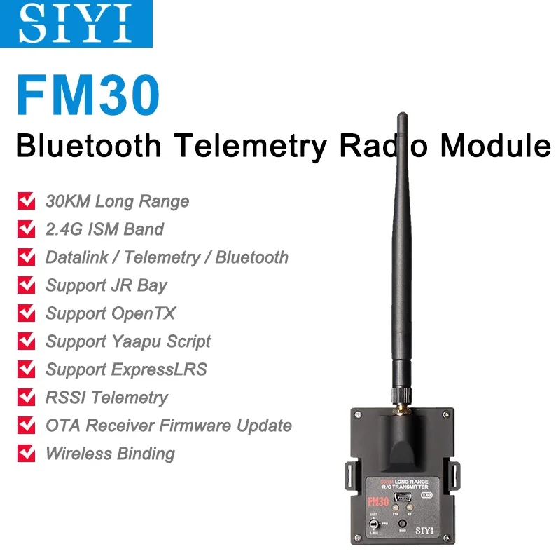 30KM Long Range SIYI FM30 Radio Module with Datalink Telemetry  Receiver OpenTX Racing Drones 2.4G FM30 Transmitter