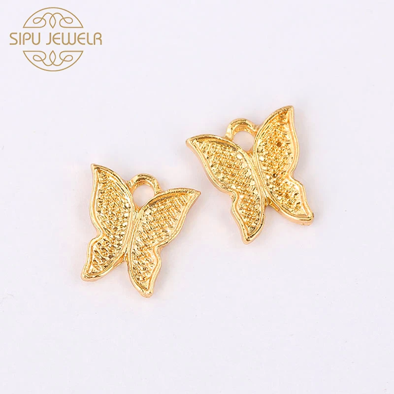 

10Pcs Alloy Gold Silver Color Butterfly Charms Metal Cute Insect Pendant Wholesale For DIY Necklace Jewelry Making Accessories