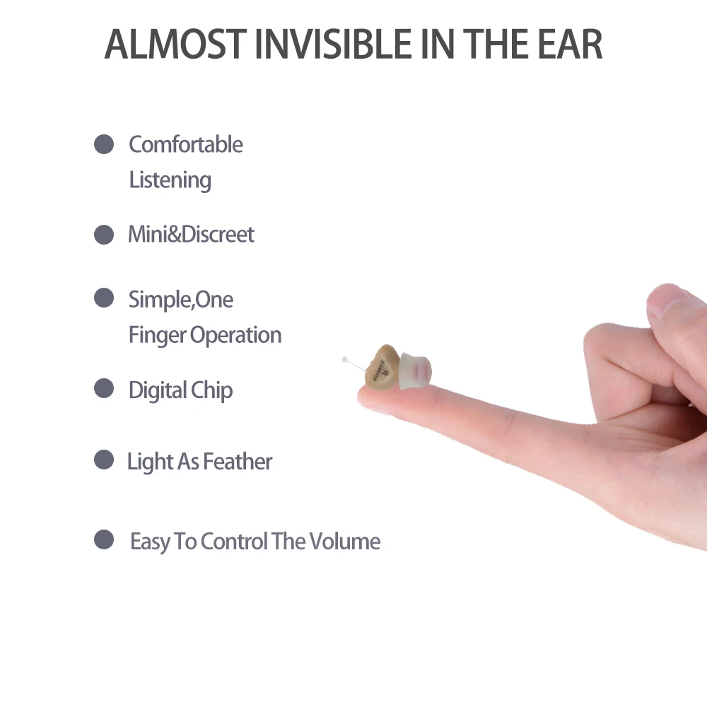 Invisible Hearing Aid Audifonos for Deafness/Elderly  Adjustable  Mini  Sise Inner Ear  Hearing Amplifier Best Sound Amplifier