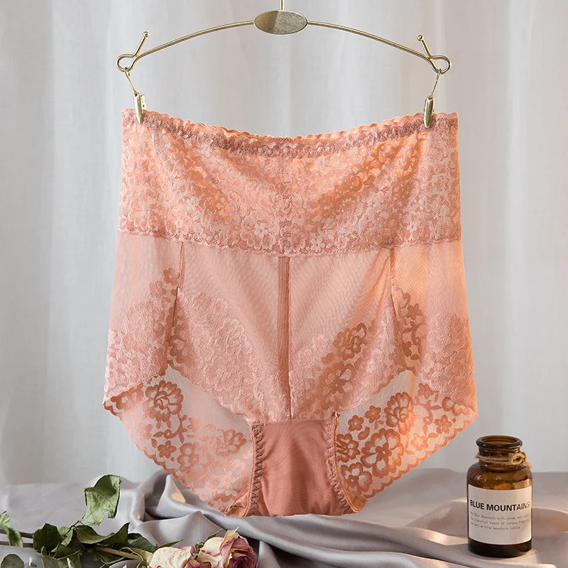 Frauen Spitze Hohe Taille Höschen Sexy Mesh Gürtel Taille Unterwäsche Qualität Plus Größe Kolben-heber Knickers Bauch Schlank Steuer Briefs