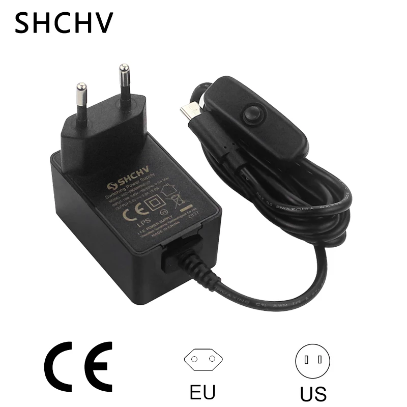 Raspberry Pi 4 Power Supply 5V 3A USB Type C Power Adapter with Switch CE Certification Charger for RPi 4B Orange Pi 3 4 LTS