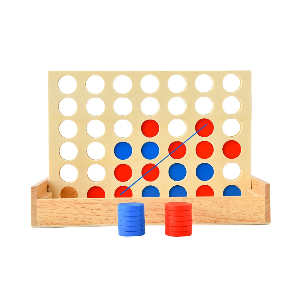 Parent-Child Educational Outdoor Toys Rubber Wooden Boxed Multi-Color 4 Connect In A Row Game Chess Gifts For Children