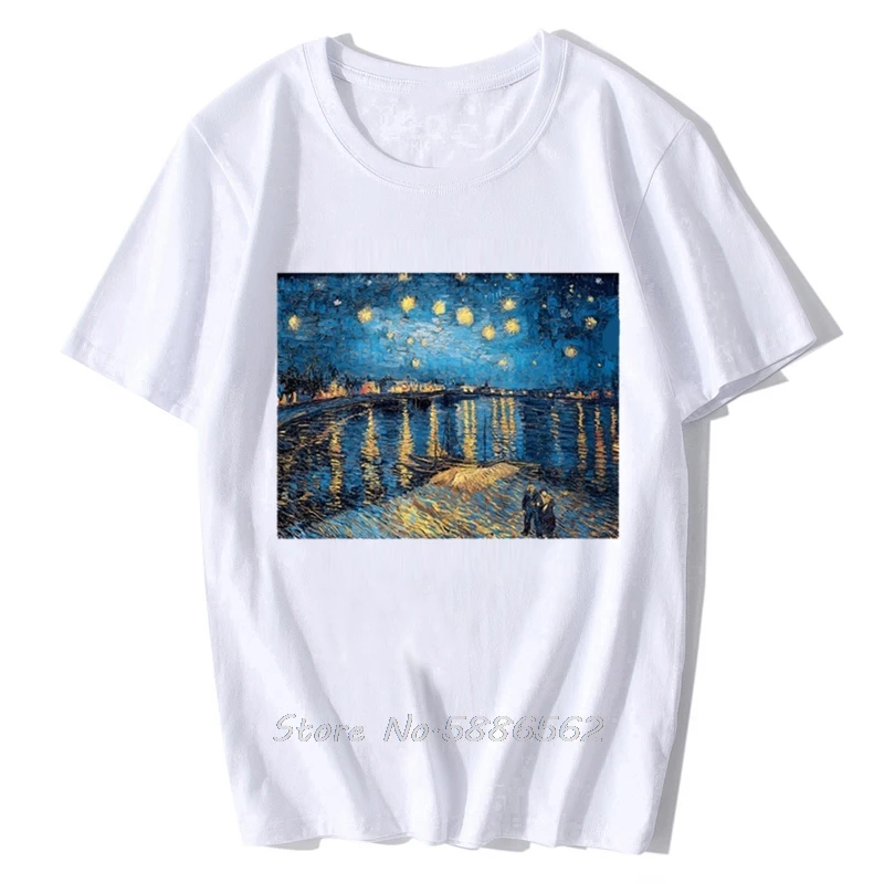 Vincent Van Gogh Starry Night Over The Rhone Artist T Shirt Homme JOLLYPEACH BRAND New White Casual Short Sleeve Tshirt Men