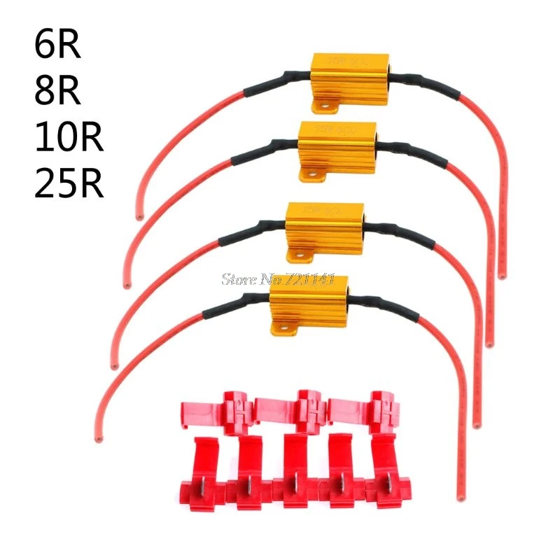 4X 25W LED Reverse Brake Turn Signal Light Load Resistor Car Light Resistance 6/8/10/25R Load Resistors Whosale&Dropship